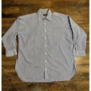 Robert Talbott Dress Shirt Men 17 Blue Checkered Single Chest Pocket Button Down